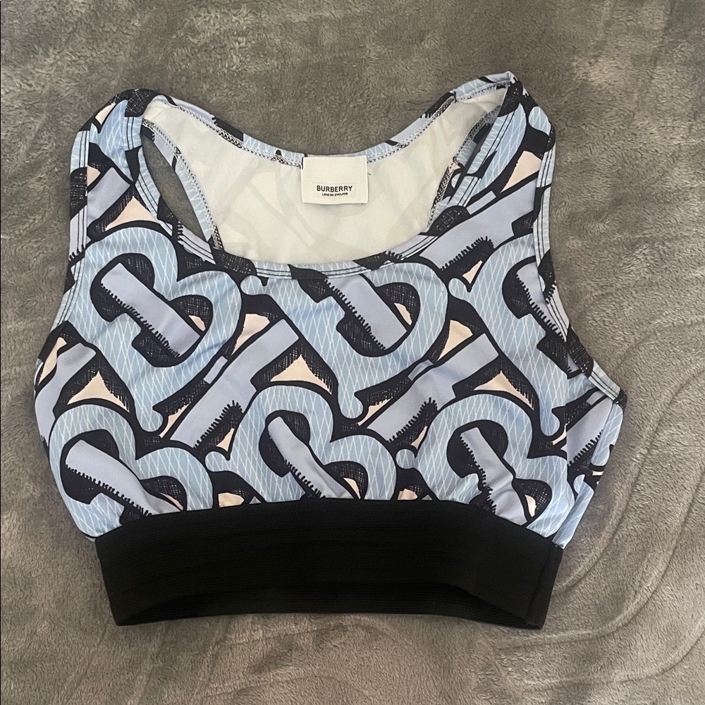 Burberry Blue and Black Monogram Crop Top